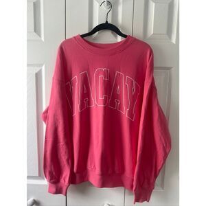 NWOTVacay Large Salmon Pink Beach Sweatshirt